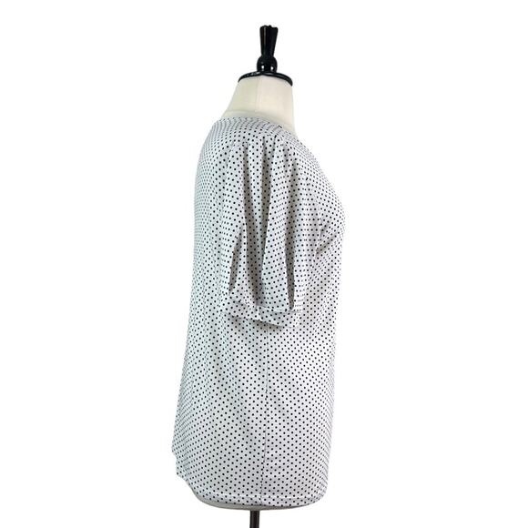Ann Taylor Women’s Top Blouse Short Sleeves White Black Polka Dot Size XL - Picture 3 of 11
